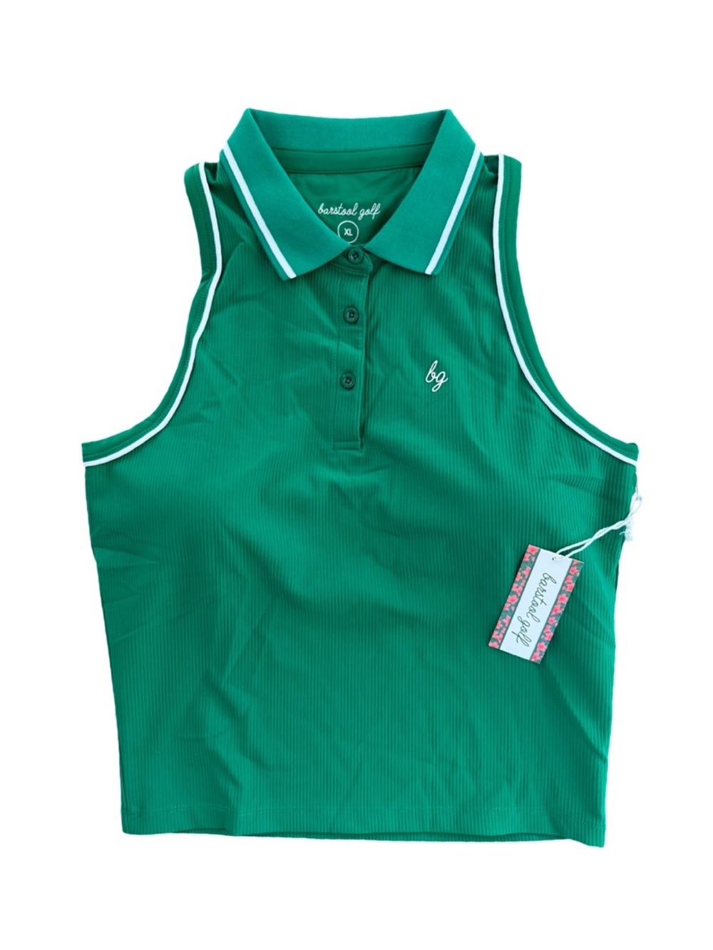 Barstool Golf Sleeveless Ribbed Polo Golf Top Green NWT Size M
